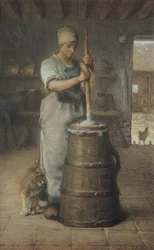 Smörkokning, 1866-68 (blyerts och pastell på papper)